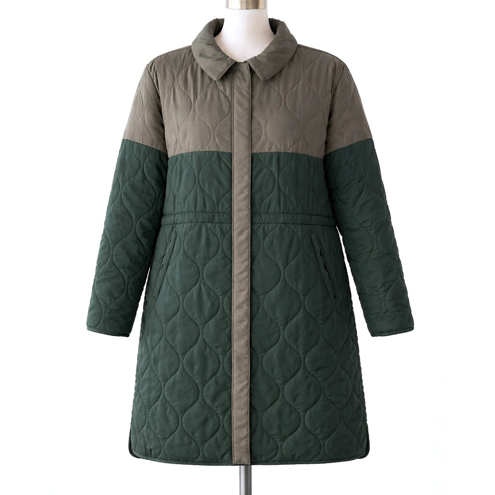 Summersalt Sz 2X Green Quilted Recycled Polyester Long Line Parka Coat Utility